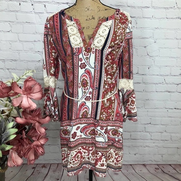 Ark & Co Crochet Accent Floral Mini Swing Dress - Picture 3 of 10